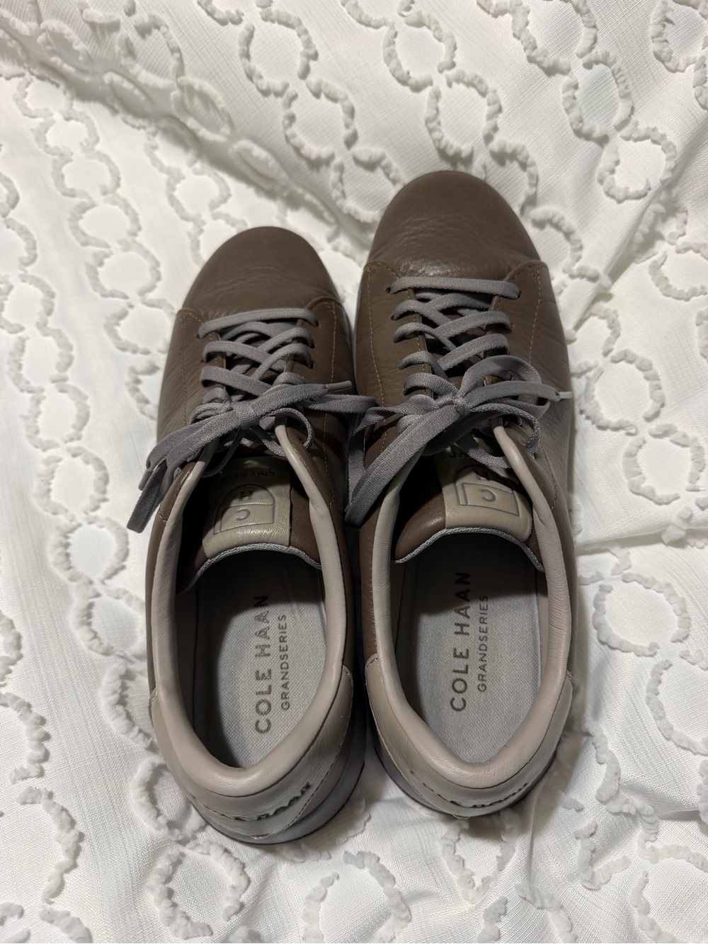 Cole Haan Men’s Leather Sneakers — Brown with Gray Accents